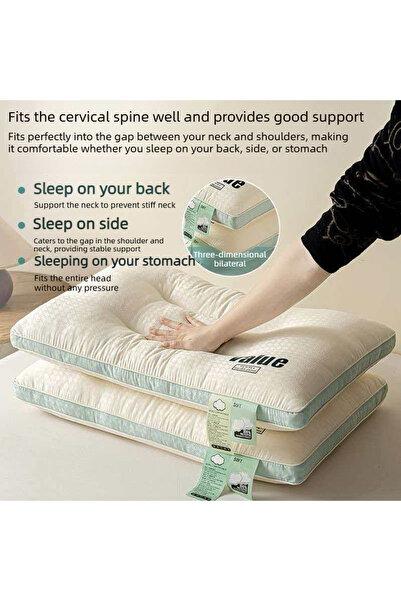 VALUE 2 pieces of cervical cotton pillows Orthopedic Neck Support Pillow for ...