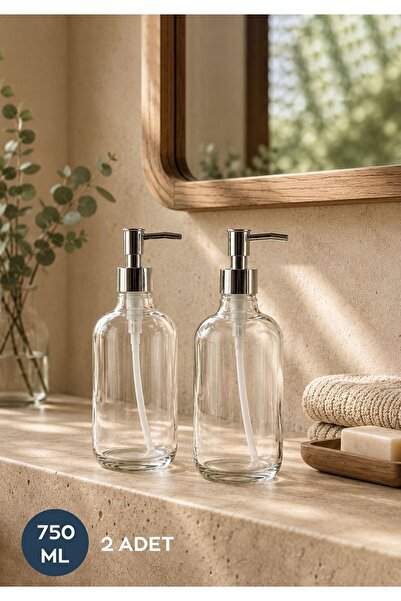 HOMİNG Modern Tarz Cam Sıvı Sabunluk Seti Büyük 750 ml 2 Adet