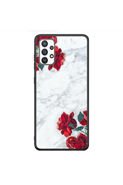 Other Samsung A32 5G red roses marble Black Glossy Θήκη