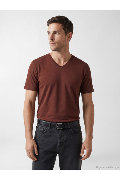 LC Waikiki Vizyon New Season V-Neck Combed Cotton Men's T-Shirt