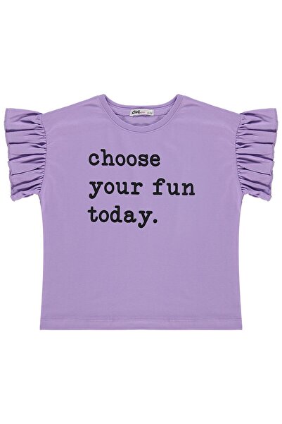 Civil Girls Tricou Volan Kol pentru copii 6-9 ani - Liliac