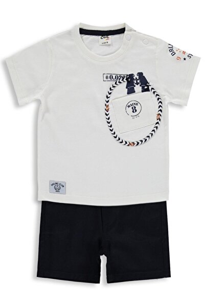 Civil Baby Dürbün Baskılı Şortlu 6-18 Ay Takım - Beyaz