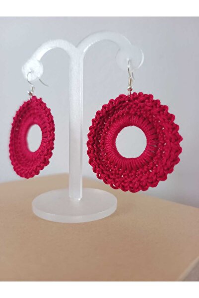 OEM Cercei handmade rotunzi, crosetati, cadou ideal - rosu