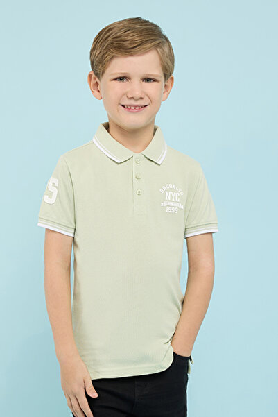 R&B Print Detail Polo T-Shirt with Short Sleeves