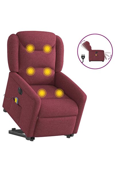 vidaxl Fotoliu de masaj electric rabatabil cu ridicare roșu vin textil