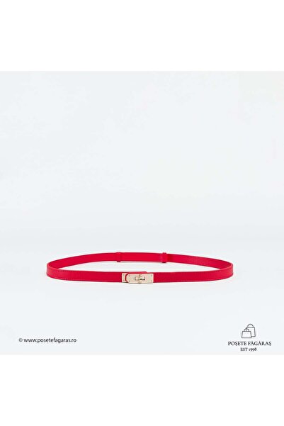 Posete Fagaras Saffiano Leather Belt - Red, Length between 56 and 100 cm, Wid...