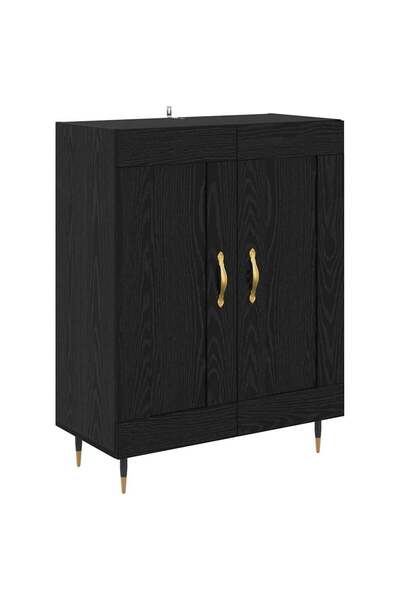 vidaxl Bufet Stejar Negru 69,5 x 34 x 90 cm Lemn compozit