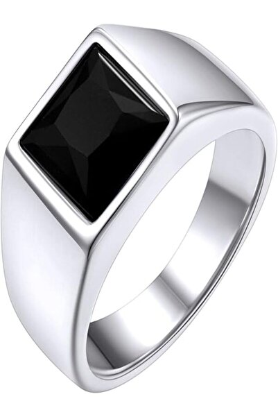 Other Square Gemstone Rings For Men, Black Onxy Rings For Hip Hop Singer Size T½
