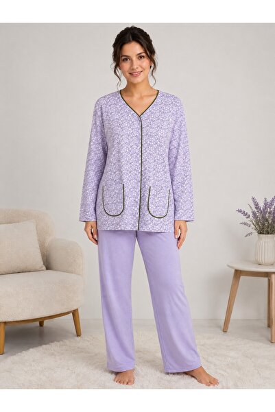 Alize Moda 100% Cotton Floral Patterned Large Size Long Sleeve Buttoned Mothe...