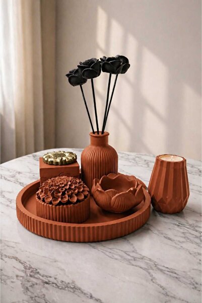 Gizem Design Products Gizem Design Modern Taş Tozu Dekoratif Tepsi Ve Buket V...