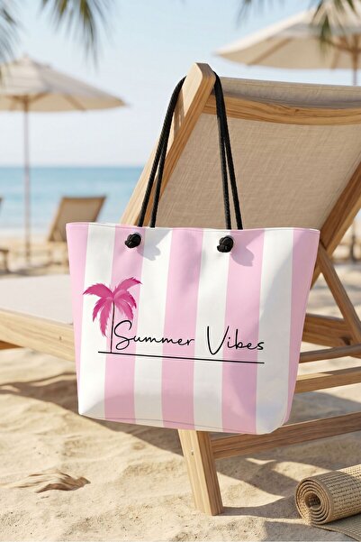 OBJE Kadın Pembe Summer Vibes Evalı Plaj Çantası