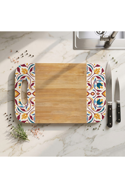 TRENDSHOPİC Premium Bamboo Natural Cutting and Presentation Board - Uv Printe...