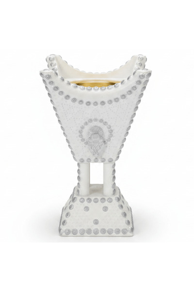 AKDC Cream & Silver Chalk Incense Burner | Arabic Majlis Bakhoor Holder | 13×...