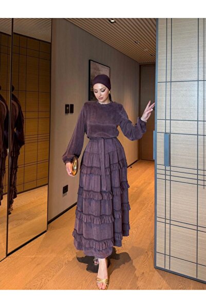 GK Silk Cupra Dress with Ruffled Skirt