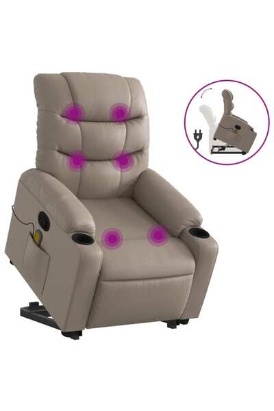 vidaxl Fotoliu de masaj rabatabil vertical cappuccino piele ecologică