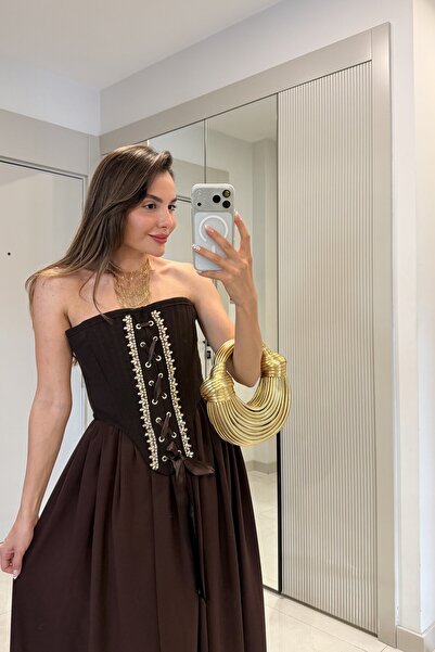Gizem Ecemiş Marlowe Kahve Taşlı Korse Büstiyer