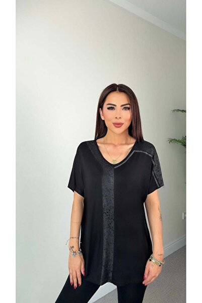 DİDEM GÜLTAKTI Bluză de damă din piele cu detalii în nuanțe de piatră