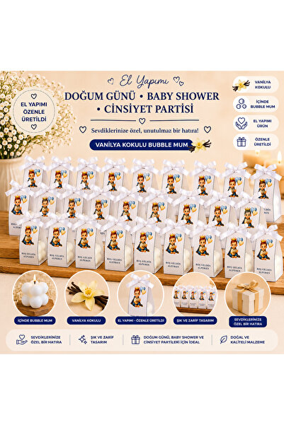 F&A Candle 50 ADET Kişiye Özel El Yapımı Bubble Mum – Vanilya Kokulu Nikah Ni...