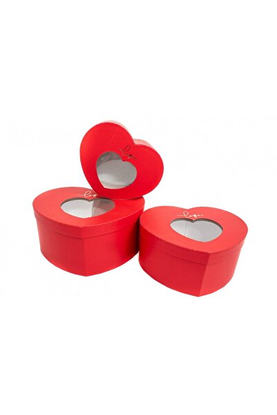 OEM Heart Cardboard Boxes With Red Window 3/ Top Bottom Set