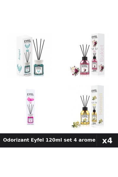 Eyfel Set 4 Odorizant Camera Betisoare 120ml - Angel, Bouquet, Bubble Gum, Mă...