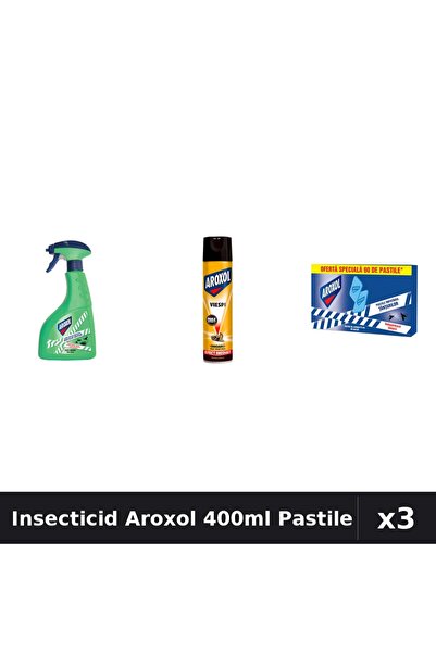 Aroxol Set 3 Spray Insecticid 400ml + Pastile Anti-Insecte - Protectie Comple...