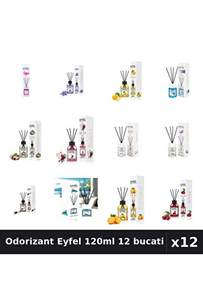 Eyfel Set 12 Odorizant Camera Betisoare 120ml - 12 Arome Asortate, Parfum Intens
