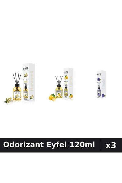 Eyfel Set 3 Odorizant Camera Betisoare 120ml - Lămâie, Mână Maicii, Zambile