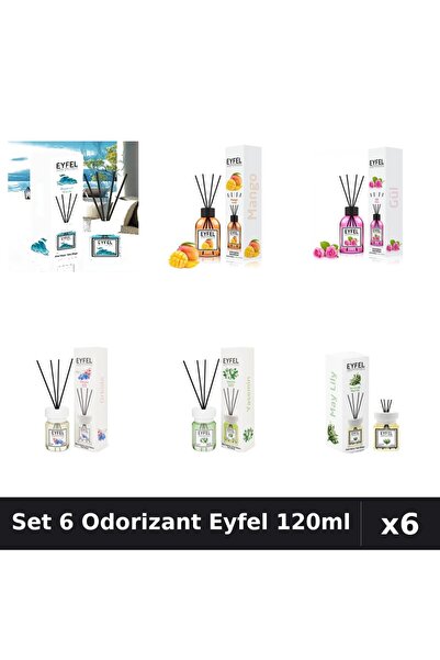 Eyfel Set 6 Odorizante Camera Betisoare, Iasomie, Lacramioare, Mango, Ocean, ...