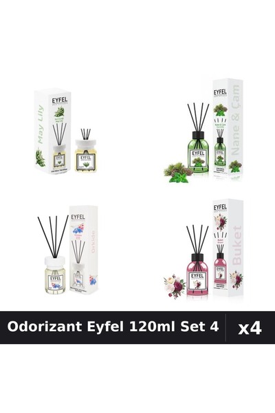 Eyfel Set 4 Odorizant Camera Betisoare 120ml - Lacramioare, Pin Mentă, Orhide...