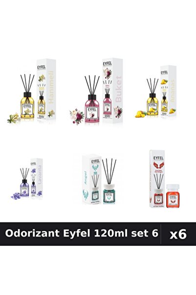 Eyfel Set 6 Odorizante Camera Betisoare 120ml - 6 Arome Asortate, Lavanda, An...