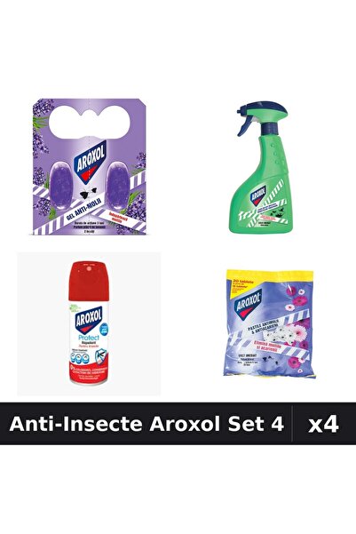 Aroxol Set 4 Spray și Pastile Anti-Insecte - 400ml, 100ml, 20 bucati - Protec...