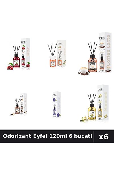 Eyfel Set 6 Odorizante Camera Betisoare - 6 Arome Asortate, 120ml Parfum