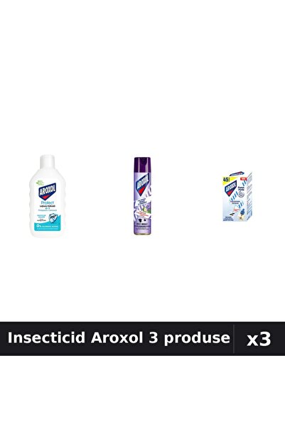 Aroxol Set 3 Insecticid - Loțiune 200ml, Spray 250ml, Aparat Electric - Prote...