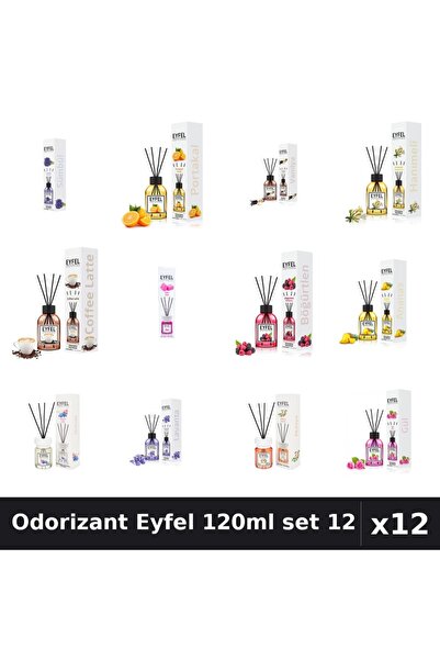 Eyfel Set 12 Odorizant Camera Betisoare 120ml - 12 Arome Asortate, Parfum Intens