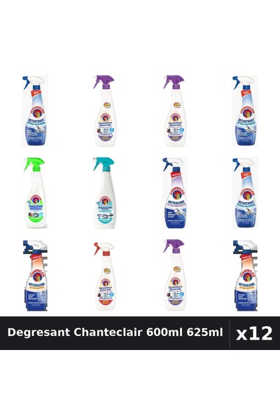 Chanteclair Set 12 Degresant Universal 600ml-625ml - 8 Arome, Detartrant, Ant...