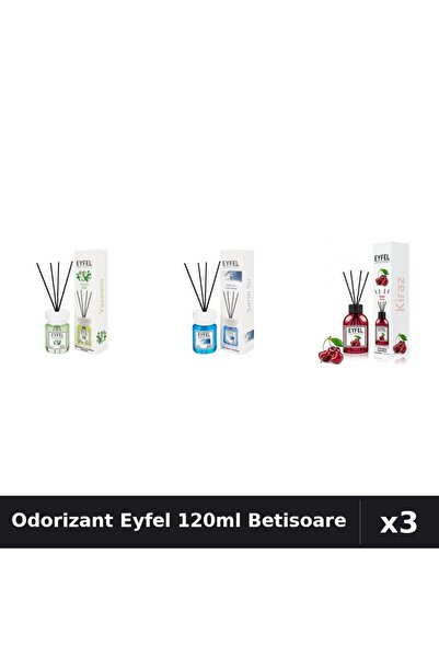Eyfel Set 3 Odorizant Camera Betisoare 120ml - Iasomie, Cool Water, Cirese