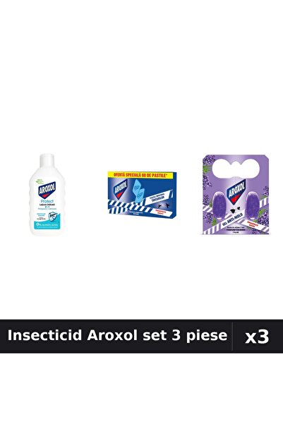 Aroxol Set 3 Insecticid - Loțiune 200ml + Spirale 60 buc + 2 buc - Protecție ...