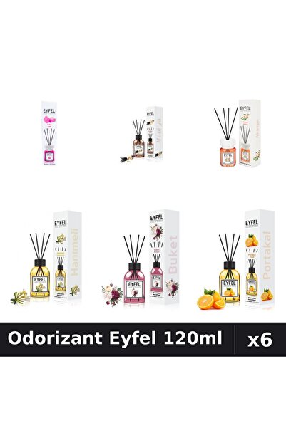 Eyfel Set 6 Odorizante Camera Betisoare 120ml - 6 Arome Asortate Parfum Intens