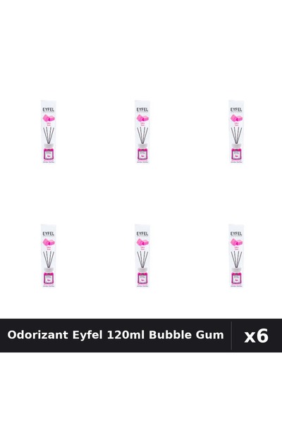 Eyfel Set 6 Odorizant Cameră Betisoare 120ml - Bubble Gum, Parfum Intens