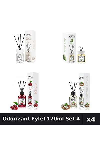 Eyfel Set 4 Odorizant Camera Betisoare 120ml - Bumbac, Lacramioare, Cirese, Nuca