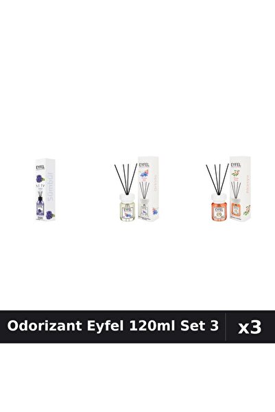 Eyfel Set 3 Odorizant Camera Betișoare 120ml - Zambile, Orhidee, Acacia