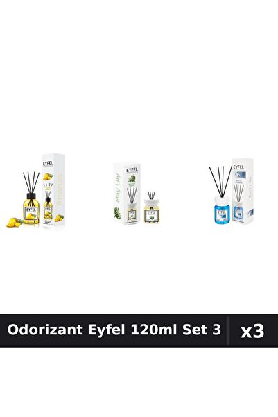 Eyfel Set 3 Odorizant Camera Betisoare 120ml - Ananas, Lacramioare, Cool Water