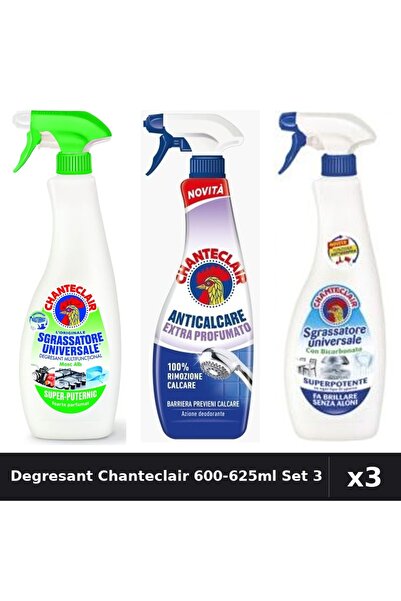 Chanteclair Set 3 Degresant Universal 600-625ml - Lămâie, Bicarbonat, Anticalcar