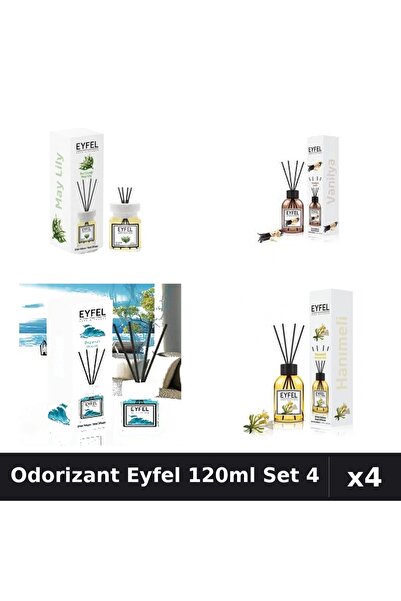Eyfel Set 4 Odorizant Camera Betisoare 120ml - Lacramioare, Vanilie, Ocean, M...