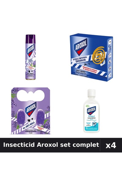 Aroxol Set 4 Insecticid - Spray 250ml, Pastile 10+2buc, Loțiune Repelent 85ml