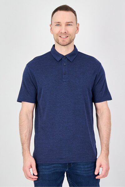 Palm Beach Men Regular Fit Heather Short Sleeve Polo Shirt, Navy