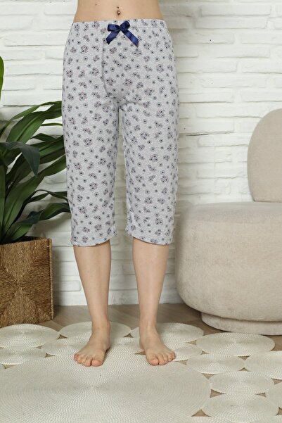 Serena Pantaloni pijama damă 3/4, gri, imprimeu flori