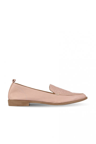 BUENO حذاء مسطح من الجلد الوردي المجفف للنساء