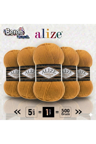 Alize Süperlana Klasik - 02 Saffron Yellow - 5-Pack - 100Gr/280M - Hand Knitt...