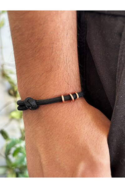 Atölye Merdiven %100 Saf Ham Bakır Detaylı Paracord Bileklik Unisex Bakır bileklik